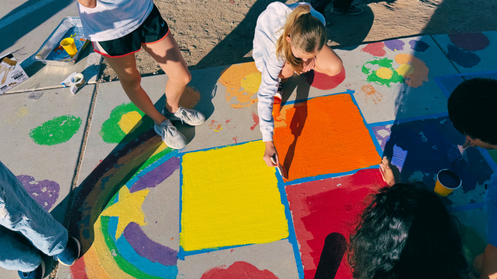 Students Paint Hopscotch at Litchfield Elementary