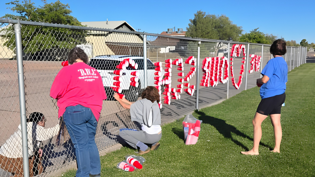 Love Our Schools cup art is used by volunteers to show some Holbrook love!